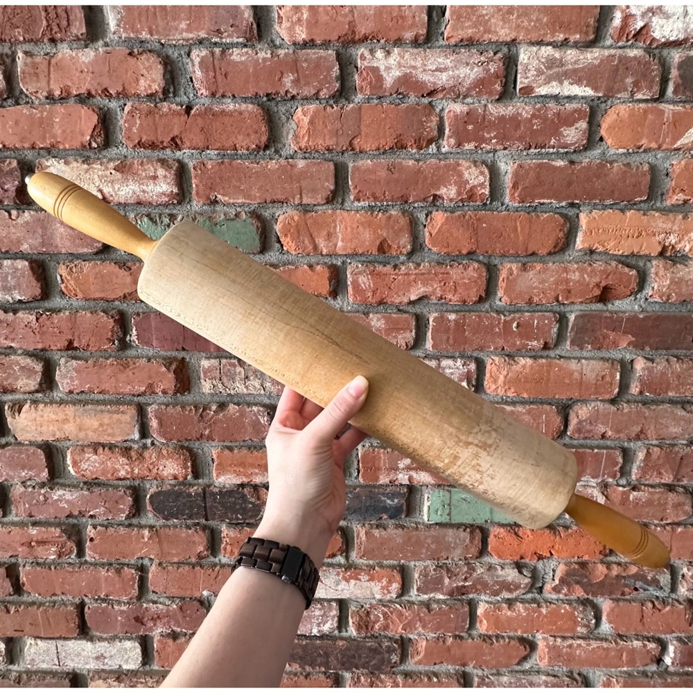 Vintage ROWOCO USA XL Wooden Rolling Pin 25" Professional Baker Farmhouse